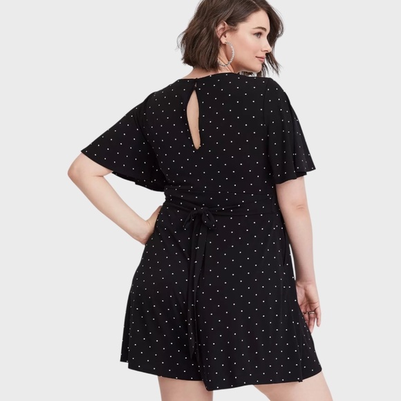 TORRID Studio Knit Flutter Sleeve Romper - Polka Dot - Picture 3 of 16